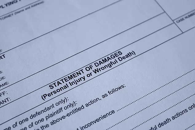 Image of a wrongful death claim form